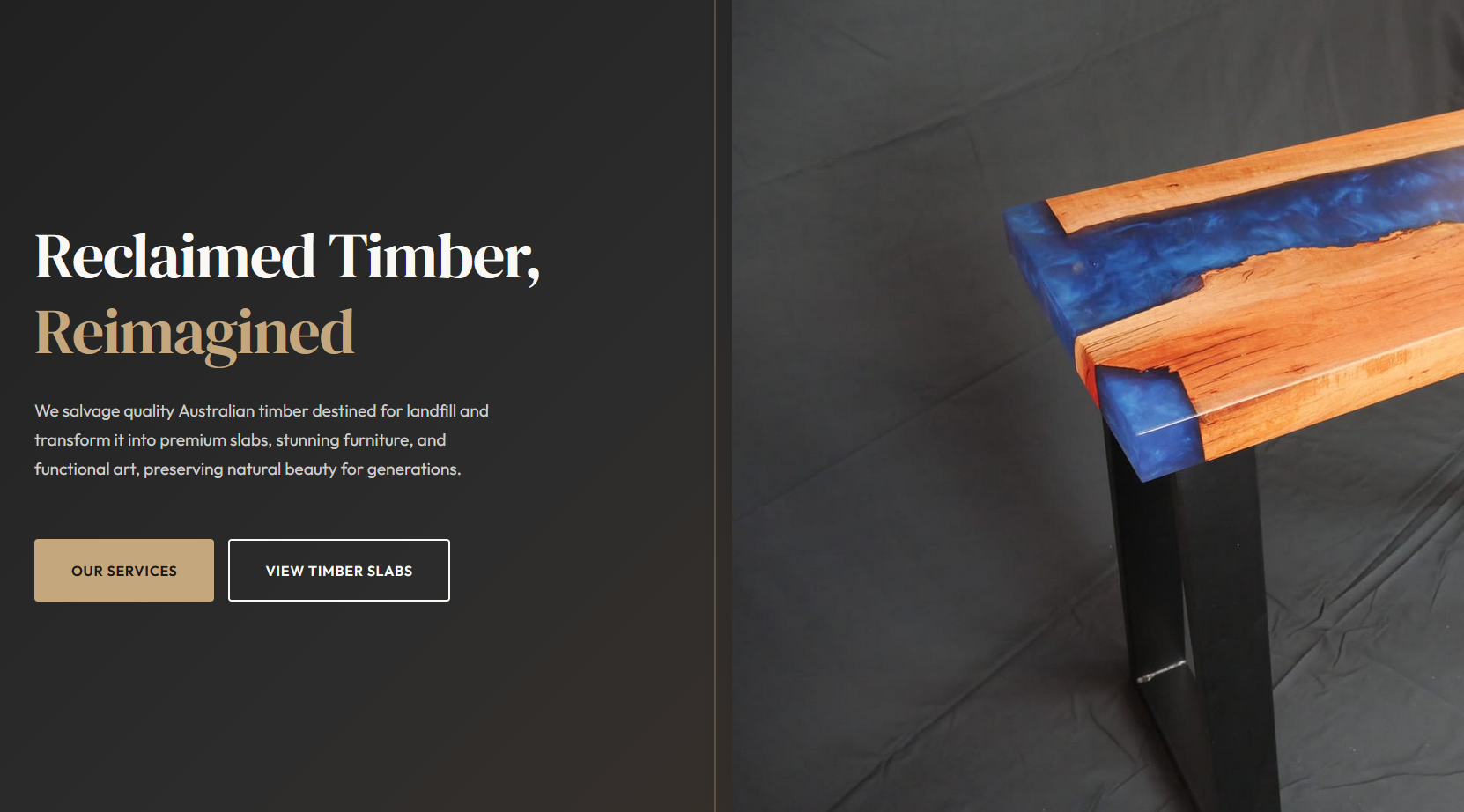 LAMwood Creations website, reclaimed timber reimagined