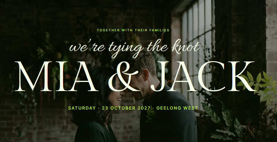 Modern and Minimal wedding demo site