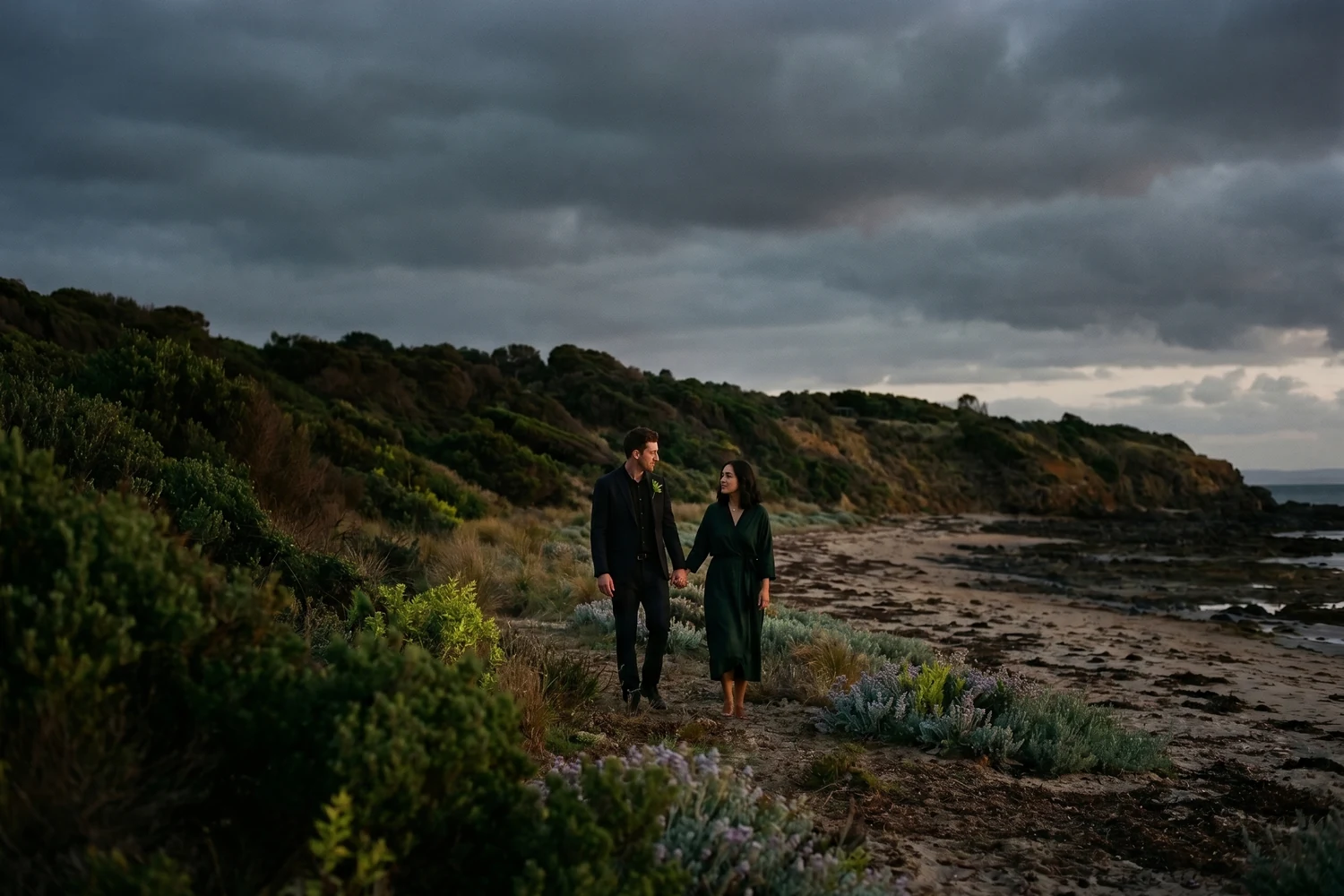 Mia and Jack together on the Bellarine coast at dusk