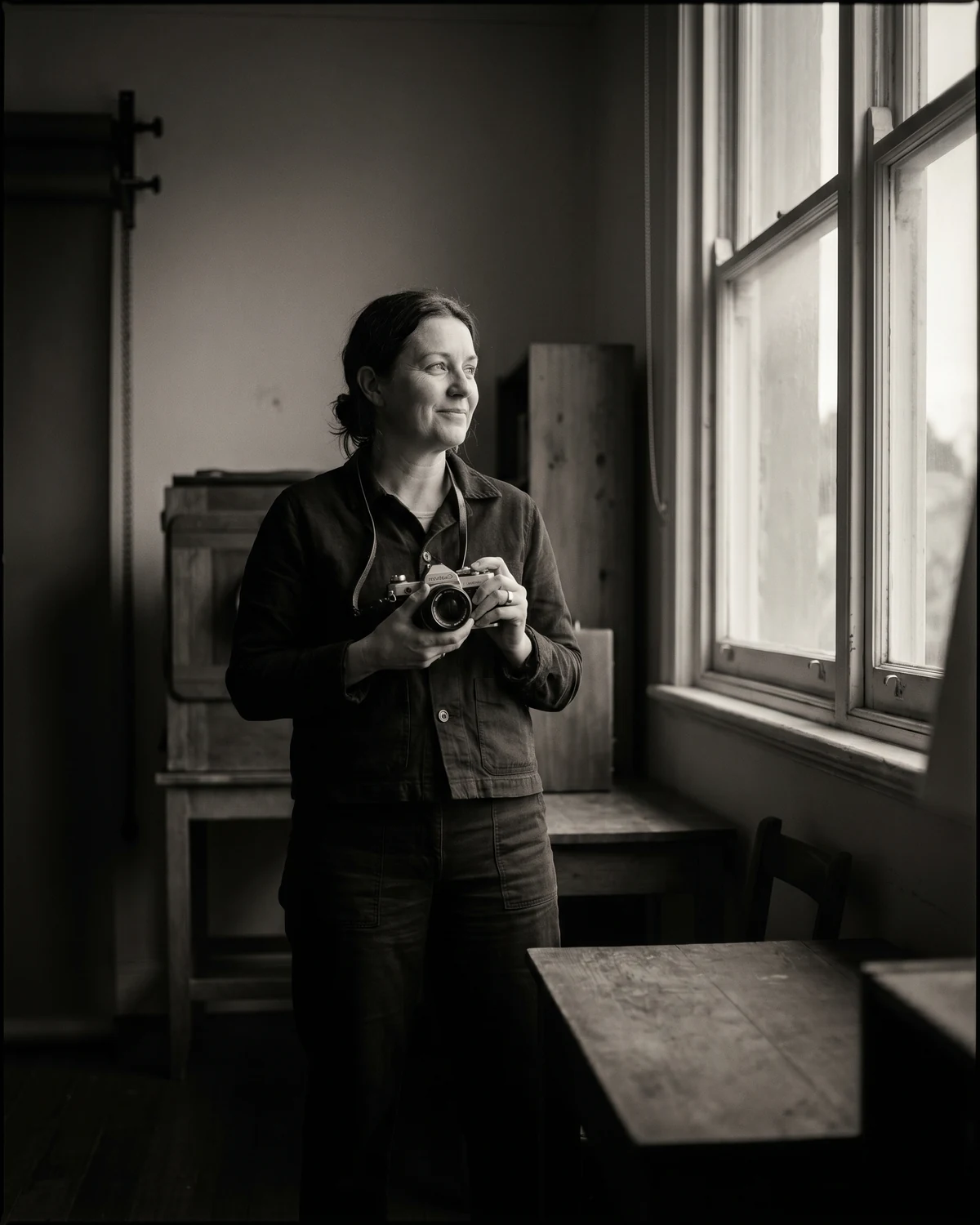 Self-portrait of photographer Esther Vale in her Geelong studio