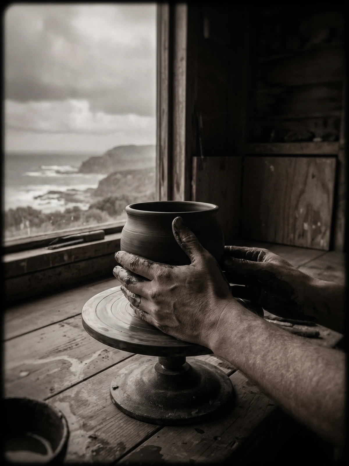 Potter’s hands at the wheel