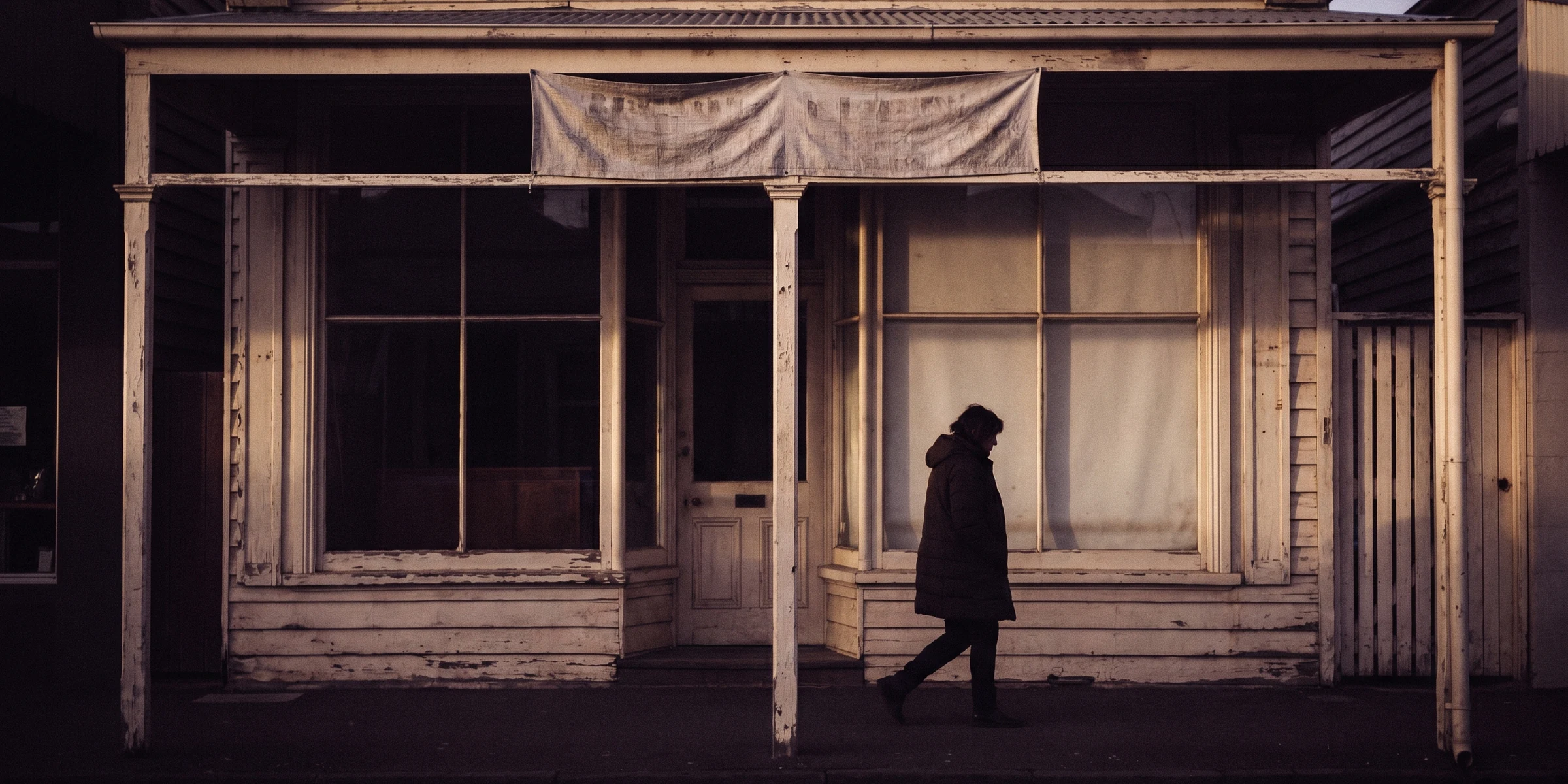 Small shopfront on a Geelong street at golden hour