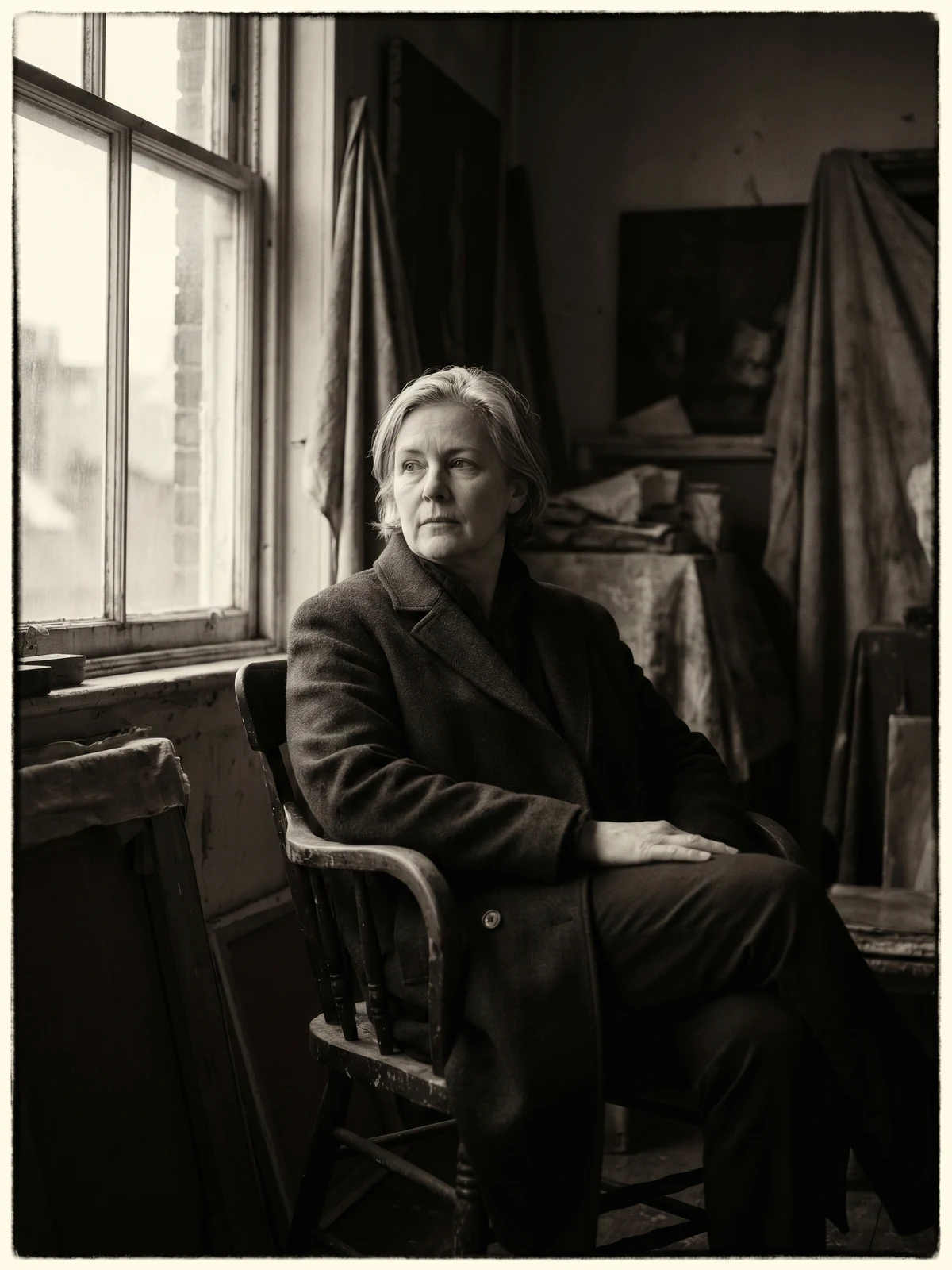 Studio portrait in soft north-window light