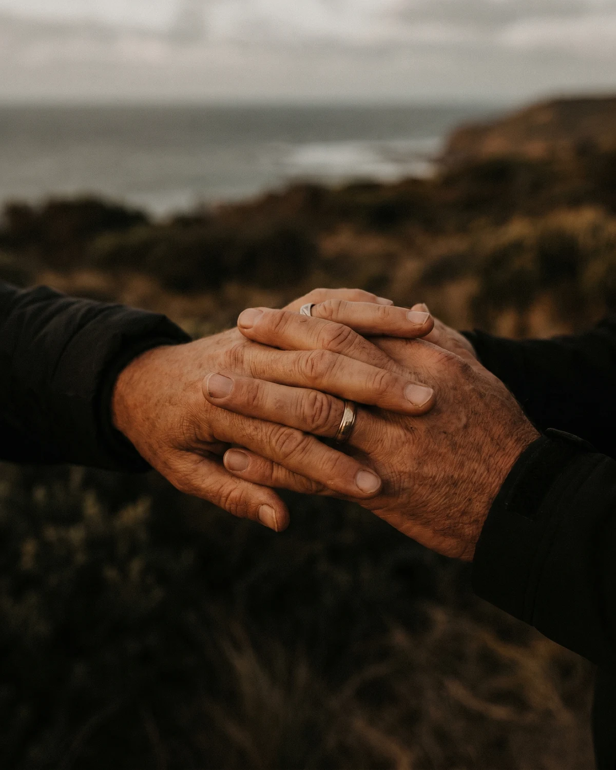 Macro of clasped hands