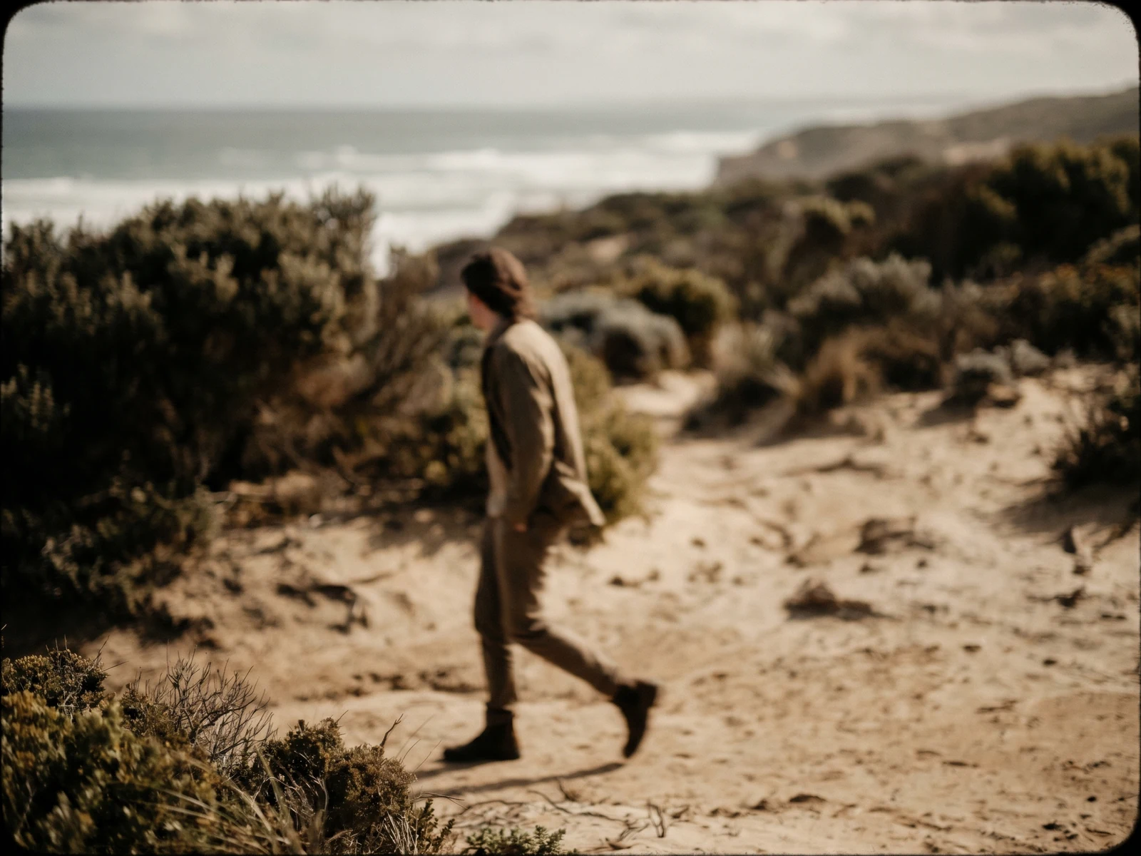 Subject walking with slight motion blur