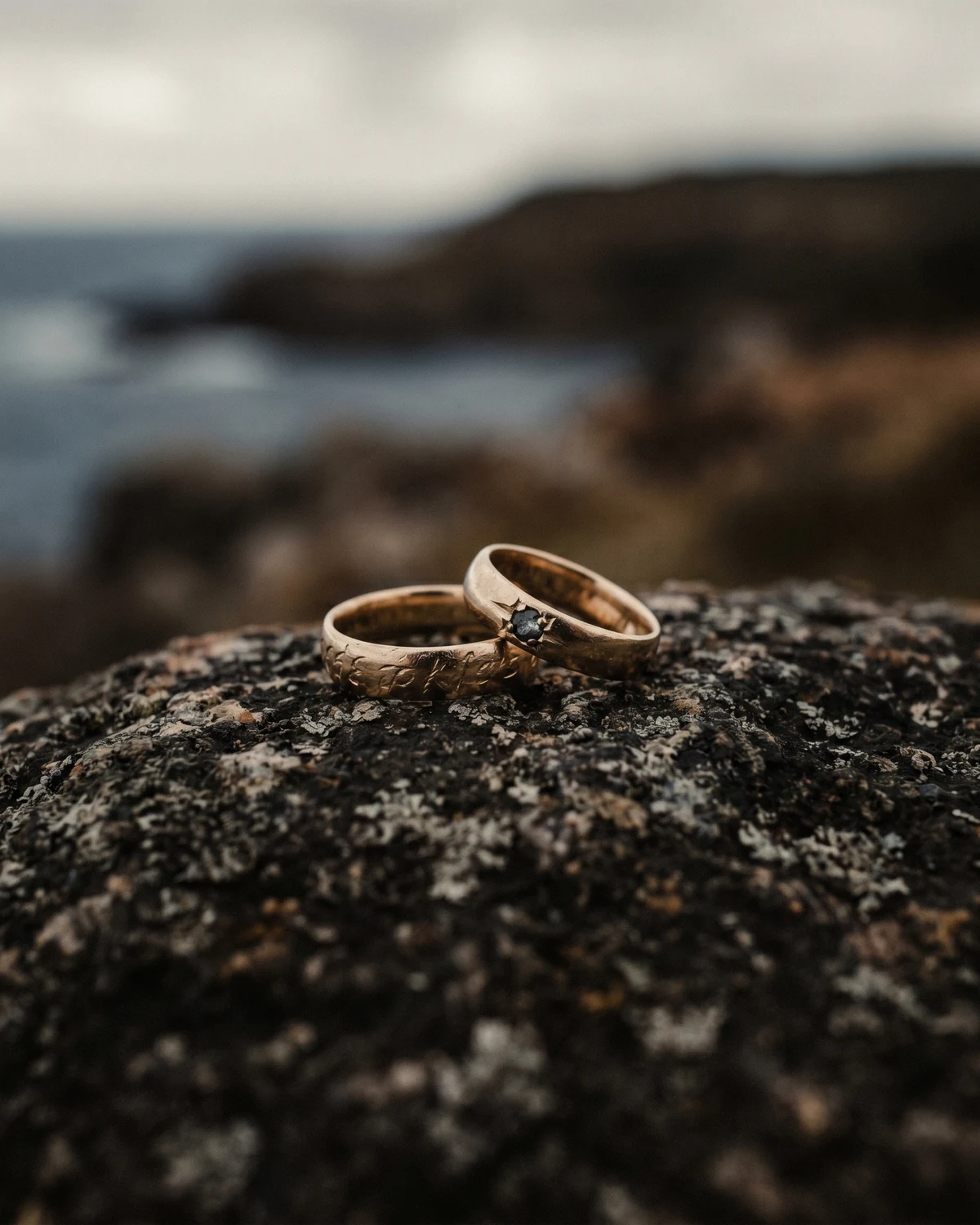 Macro detail of wedding rings