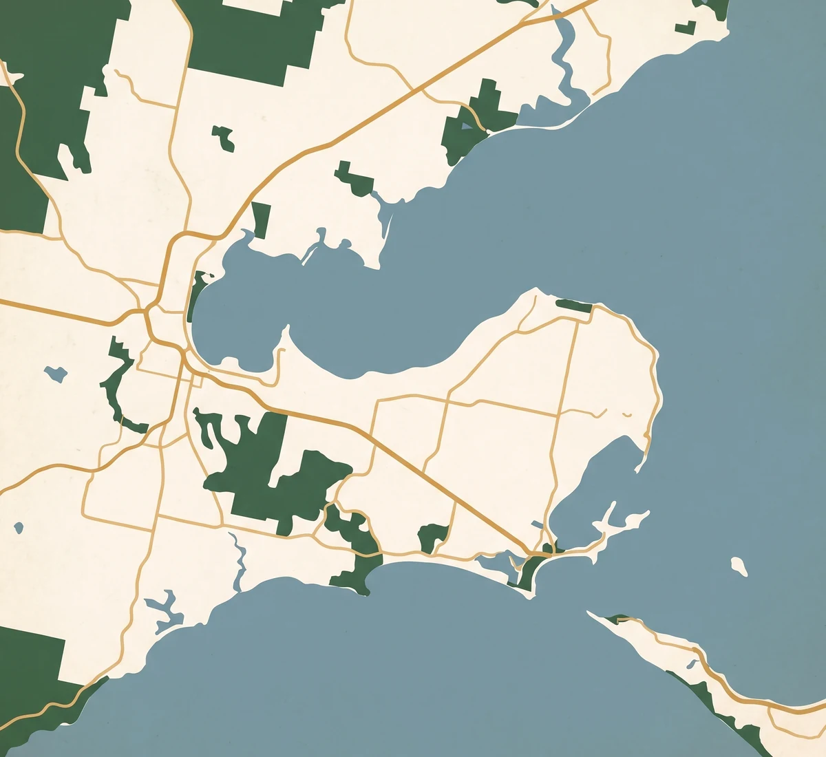 Stylised map of the Bellarine Peninsula service area